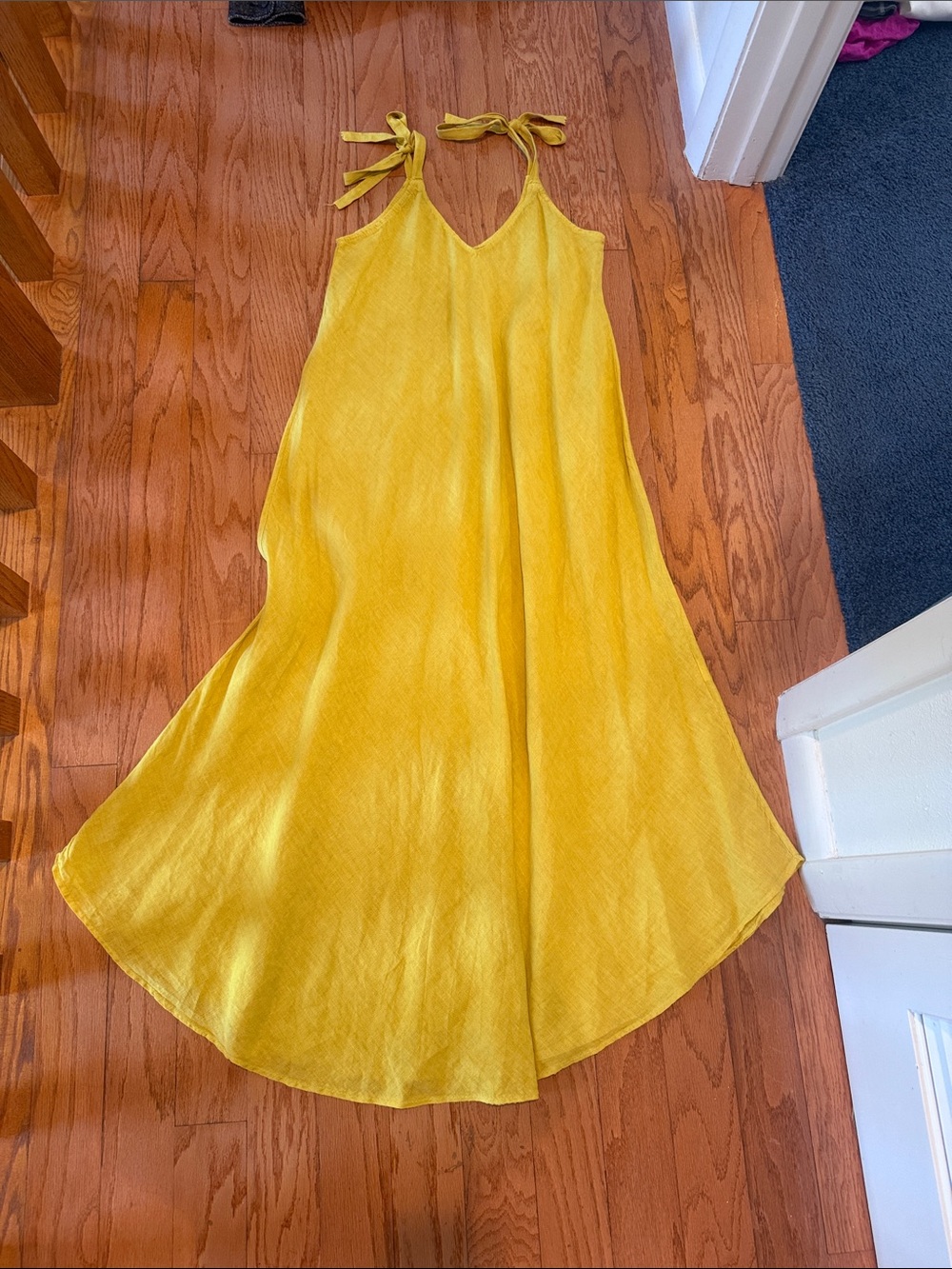 Yellow Tie-Strap V-Neck Summer Dress